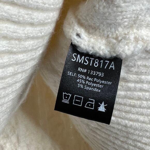 POL Cream Cable Knit V-Neck Sweater Cozy Chunky Pullover Size Small - Picture 7 of 9